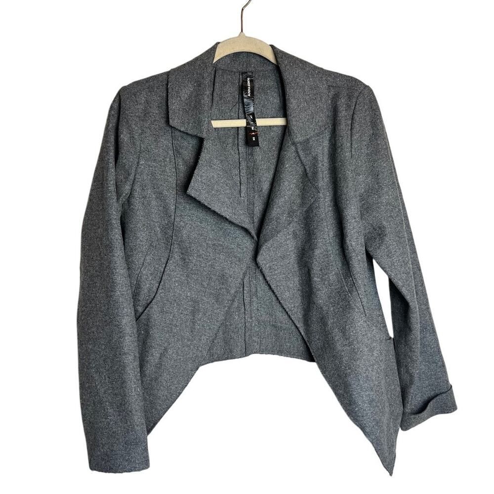 Anna Brown Studio Grey Wool Raw Edge Blazer Jacket Sz. S
